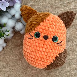 Cute cat squishmallow for little kids Ginger cat plush toy Fat kitten toy Orange kitty
