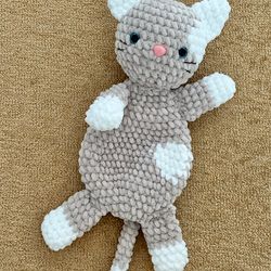 Plush kitty lovey for baby shower gift Handmade gift for baby girl and boy Crochet cat animal blanket Crochet cuddles