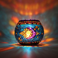 Sun And Moon Colorful Artisan Designed Candle Holder