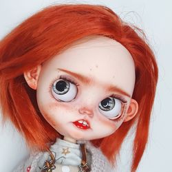 Blythe doll custom Orange hair doll Child doll Blythe doll with open mouth