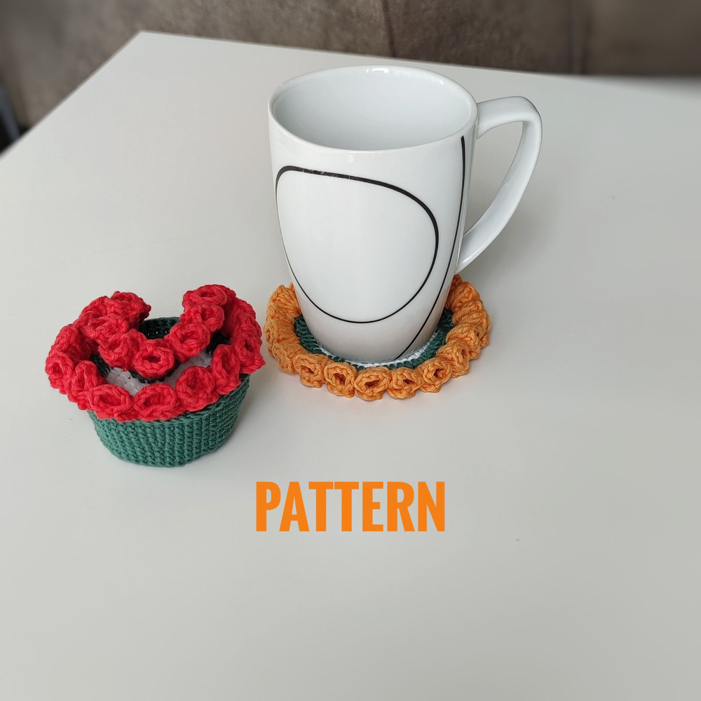 Kawaii Crochet Coaster  Cute Flower Mug Mat For Coffee  Tea 2