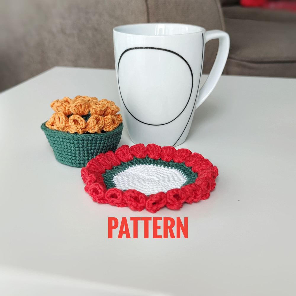 Kawaii Crochet Coaster  Cute Flower Mug Mat For Coffee  Tea 0