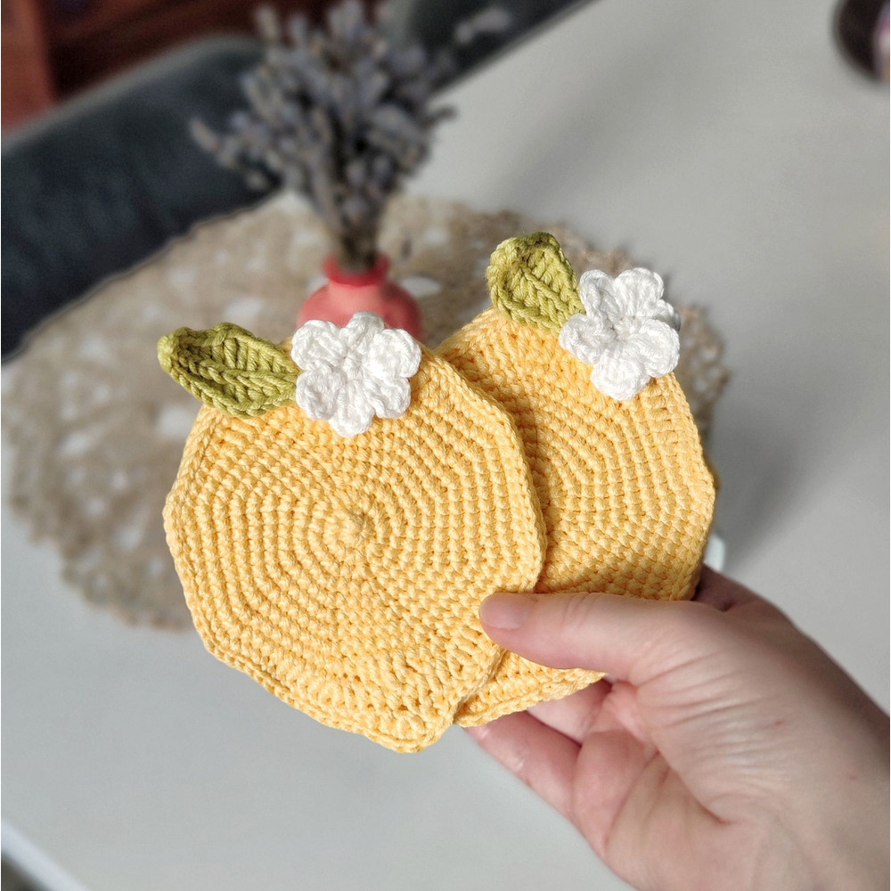 Cute Lemon Crochet Coaster Kawaii Kitchen Decor Gift Idea 0