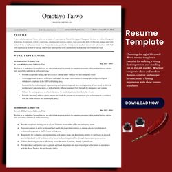 Pro ATS Compliant resume template, Professional resume update template , instant resume download, plus matching cover