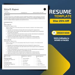 The very best professional resume and cover letter template, word resume cv template, editable cv template