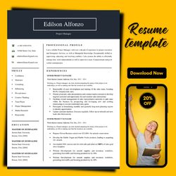 Craft your resume within minutes with this professional resume template, word resume template plus matching cover