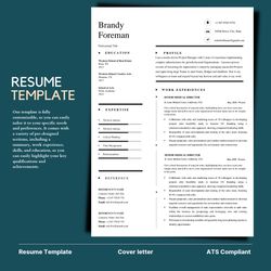 ATS Compliant Resume format in Microsoft word, instant resume template download,
