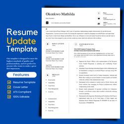 High quality professional resume template, cv template editable in Microsoft word and Mac pages