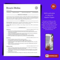 Top Notch professional resume template with matching cover letter for any job, instant download resume and cover letter