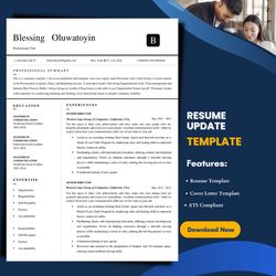 Beautiful pro resume template with matching cover letter for any job description, ATS Compliant Resume format