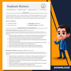 Creative minimalist resume template plus matching cover letter template, word resume cv template