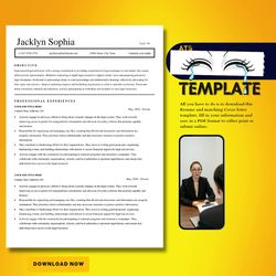 The Instant professional resume updatetemplate, with matching cover letter, ATS Friendly resume template