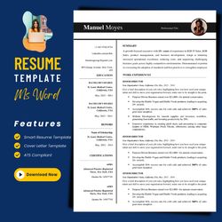 Smart Resume Template for any job description, pro resume update template, cover letter template, MS word resume