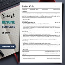 ATS Compliant Resume with matching cover letter for any job description, instant resume template, editable resume file