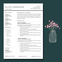 Quick edit resume template, minimalist resume template, cover letter template, word resume file, instant download file