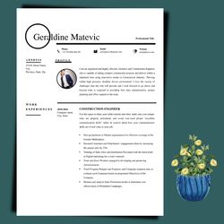 Pro Resume template word file, word resume template design, cover letter template, instant resume download