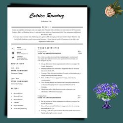 Smart Resume template word file, word resume template design, cover letter template, instant resume download