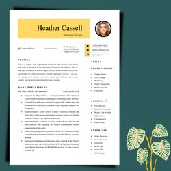 Professional smart resume template,  CV word template, cover letter template, instant download resume cv file