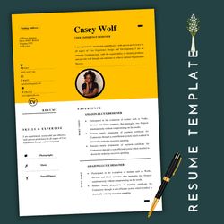 Creative UX designer resume template, word editable resume template, minimalist 1page resume, cover letter template