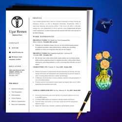 RN resume template, editable RN modern resume template, resume template for registered Nurse with matching cover letter