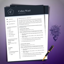 Clean, quick edit resume template, edit within minutes, instant download resume template