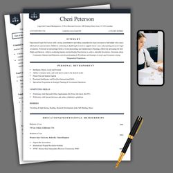 Legal aid resume template, attorney resume template, lawyer resume template, word template, cover letter template