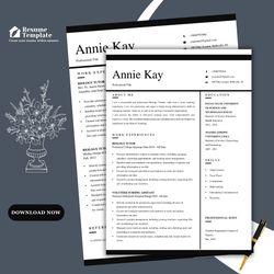Comprehensive quick edit resume template for any job description, cover letter template, instant download resume