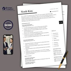 Resume download template, Microsoft word and Mac pages editable resume and cover