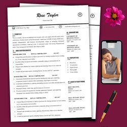Smart editable resume template, edit within minutes, instant word resume file with matching cover letter template
