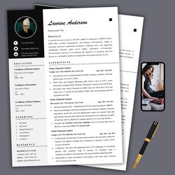 Basic resume template, simple resume with matching cover letter for any job description, ATS-optimised resume template