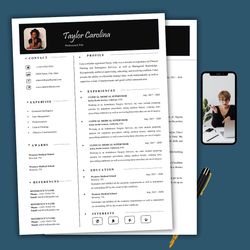 Smart pro resume template, word resume template, instant download resume, matching cover letter,