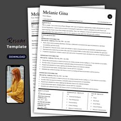Recommended resume update template, matching cover letter template, resume writing guide, download resume word template