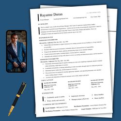 Resume builder template, instant word resume with matching cover letter for any job description, ATS resume template