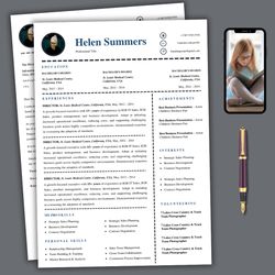 Minimalist modern resume template, simple word resume template, quick edit resume, resume writing guide, download cv
