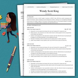 Professional resume writing tips, modern quick-edit resume template, matching cover letter for any job description