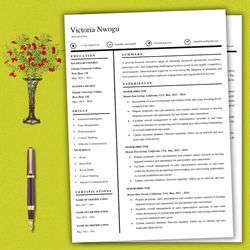 Minimalist resume template, word document resume template, easy edit resume, cover letter template, ATS resume file