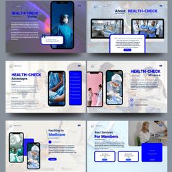 Canva Hospital Branding template, 20page hospital annual report template, Canva Brochure Template, Free Canva template