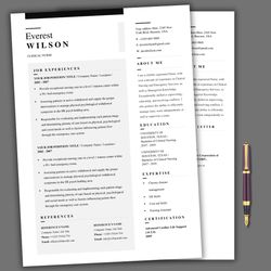 Single page Modern resume word template, professional word resume format, cover letter, ATS-Compliant resume template
