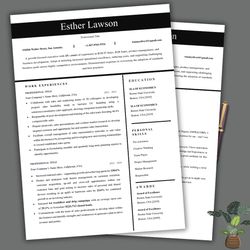ATS Compliant Resume with matching cover letter for any job description, instant download resume, resume writing guide
