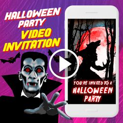 Retro Halloween Party Video Invitation, Halloween Animated Invite Video, Halloween Birthday Digital Custom Invite