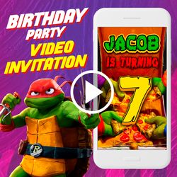 Ninja Turtles Birthday Party Video Invitation, TMNT Animated Invite Video, Teenage Mutant Digital Custom Invite