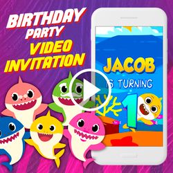Baby Shark Birthday Party Video Invitation, Baby Shark Animated Invite Video, Pinkfong Digital Custom Invite