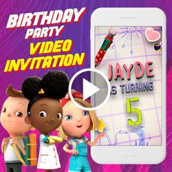Ada Twist Scientis Birthday Party Video Invitation, Ada Twist Animated Invite Video, Scientis Digital Custom Invite