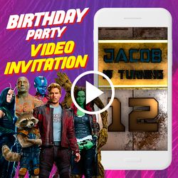 Guardians of the galaxy Birthday Party Video Invitation, Guardians Animated Invite, Marvel Superheroes Video Invitation