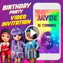 Rainbow High Birthday Party Video Invitation, Rainbow High Animated Invite Video, Rainbow High Digital Custom Invite