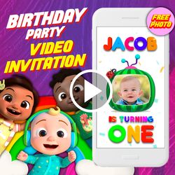 Cocomelon birthday party video invitation, Cocomelon digital invite video, Cody Cocomelon animated custom invite, JJ