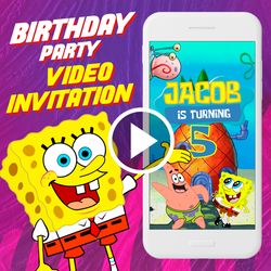 Sponge Bob Video Invitation, SpongeBob Birthday Invitation, Sponge Bob Birthday Party, SpongeBob Invitation