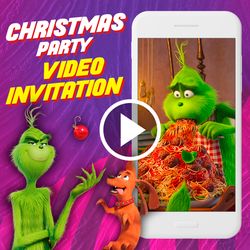 The Grinch Christmas Party Video Invitation,Grinch Birthday Animated Video,Grinch Digital Custom Invite