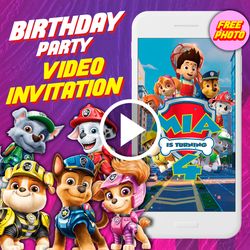 Paw Patrol Birthday Party Video Invitation, Paw Patrol Animated video Invitation, Personalized Video Invitation
