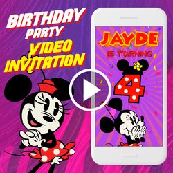 Minnie Mouse Birthday Party Video Invitation, Minnie Animated Invite, Minnie Digital Custom Invite